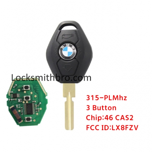 LockSmithbro BMW 5 Series CAS2 Systerm 3 Button With 315-LPmhz 46 Chip Remote Key