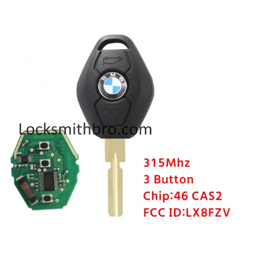 LockSmithbro BMW 5 Series CAS2 Systerm 3 Button With 315mhz 46 Chip Remote Key