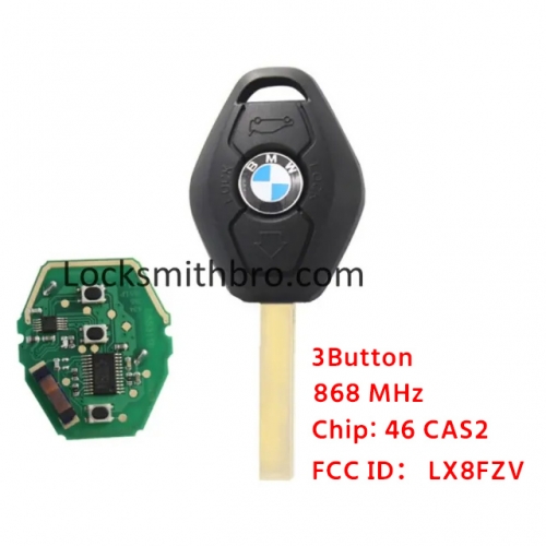 LockSmithbro BMW 5 Series CAS2 Systerm 3 Button With 868mhz 46 Chip Remote Key