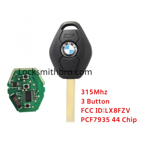 LockSmithbro BMW EWS Systerm 3 Button 7935 Chip 315MHZ Remote Key With Logo EWS 315Mhz HU92