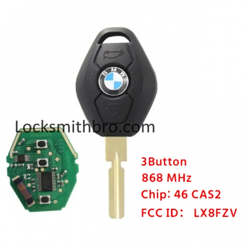 LockSmithbro BMW 5 Series CAS2 Systerm 3 Button With 868mhz 46 Chip Remote Key