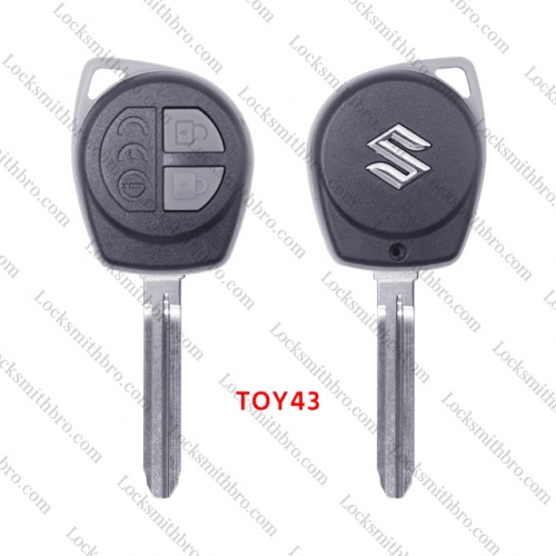 LockSmithbro With Button Part TOY43 blade with Logo 2 Button Suzuk Remote Key Shell with CEO words