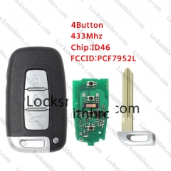 LockSmithbro 3 Button PCF7952L &ID46 Chip 433Mhz Left Blade Smart Key Card For K2 K5 Sportage