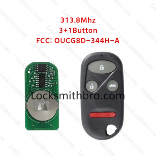 LockSmithbro 3+1 Button Honda 313.8Mhz Remote Key FCC:OUCG8D-344H-A
