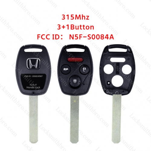 LockSmithbro 3+1 Button Honda 313.8Mhz Remote Key For CIVIC 2008-2012 FCC ID:N5F-S0084A