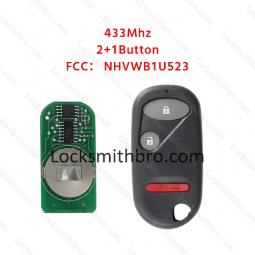 LockSmithbro 2+1 Button Honda 433Mhz Remote Key FCC: NHVWB1U523