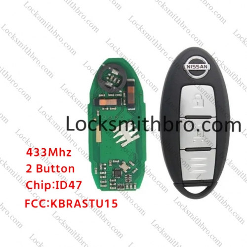 LockSmithbro 433Mhz 4A Chip 2 Button Nissa X-Trail Smart Key Card (FCC:KBRASTU15)
