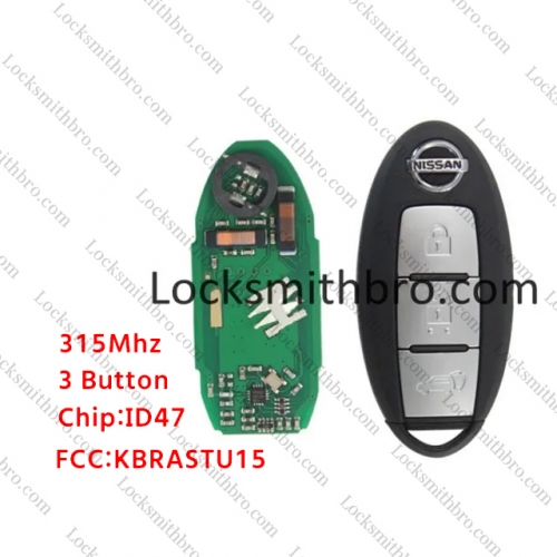 LockSmithbro 3 Button 315Mhz With 46 Chip Nissa Sunny,March,TIIDA Smart Key Card For Car After 2015 FCC:CWTWB1U815