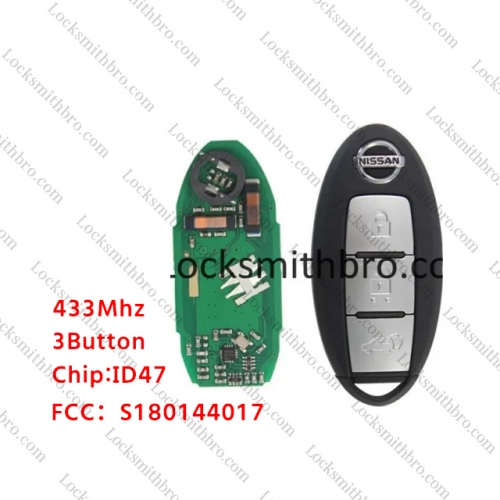 LockSmithbro 3 Button 433Mhz 4A Nissa Altima Maxima Teana Smart Key For Car After 2016 FCC:S180144017
