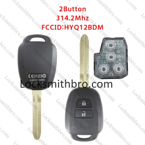 LockSmithbro HYQ12BDM 314.2Mhz No Chip Toyot 2 Button Remote Key No Logo