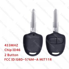 LockSmithbro 2 Button 433MHZ ID46 Left Blade ForMitsubishi Remote Key No Logo