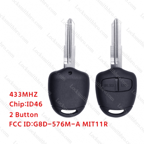 LockSmithbro 2 Button 433MHZ ID46 Left Blade ForMitsubishi Remote Key No Logo