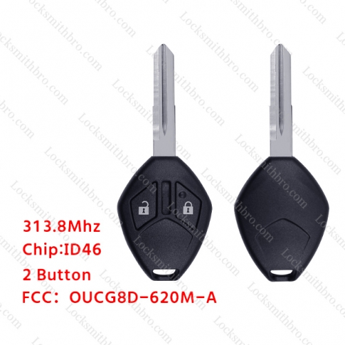 LockSmithbro 2 Button 313.8Mhz ID46 ForMitsubishi Remote Key No Logo FCC:OUCG8D-620M-A