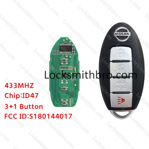 LockSmithbro 4A Chip 433Mhz Nissa Teana After 2016 Remote Key FCC:S180144017