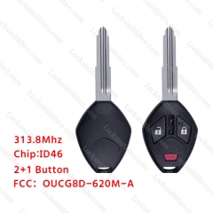 LockSmithbro 2+1 Button 313.8Mhz ID46 Rghit Blade ForMitsubishi Remote Key No Logo FCC:OUCG8D-620M-A