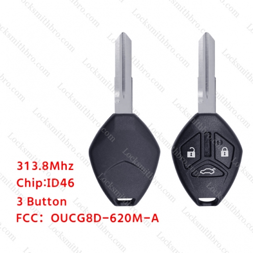 LockSmithbro 3 Button 313.8Mhz ID46 ForMitsubishi Remote Key No Logo FCC:OUCG8D-620M-A