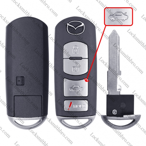 4 Buttons Replacement Key Shell FOB for Mazda WAZSKE13D02 SKE13D01 (Shell Only)