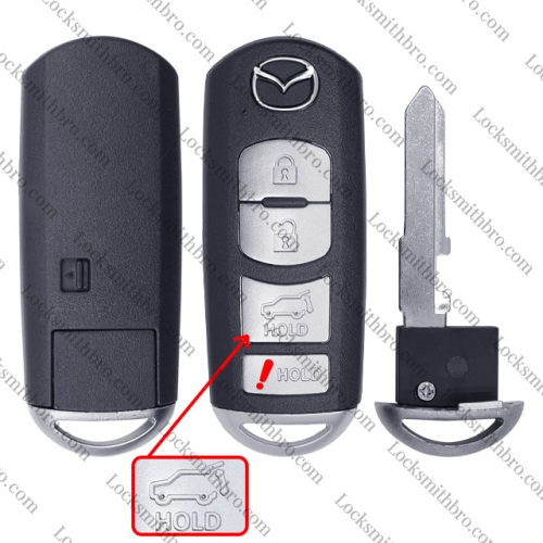 4 Buttons Replacement Key Shell FOB for Mazda WAZSKE13D02 SKE13D01 (Shell Only)