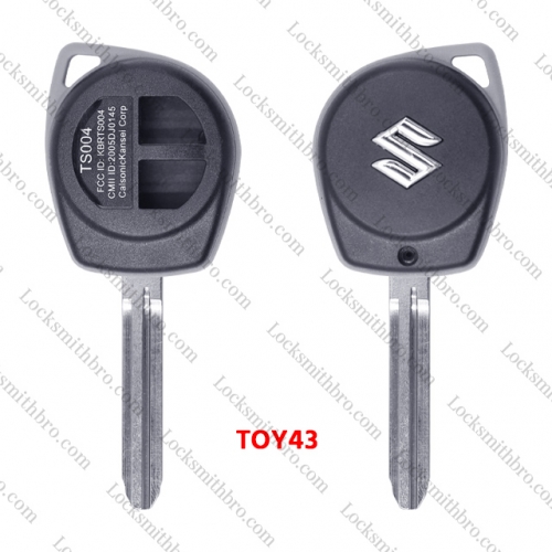 LockSmithbro ON Button Part TOY43 blade With Logo 2 Button Suzuk Remote Key Shell Case