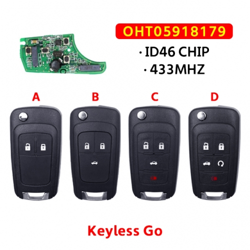 2/3/4/5 Buttons Remote Car key Fob For Chevrolet OHT01060512 433Mhz For Chevrolet Aveo Cruze Orlando With ID46 Chip