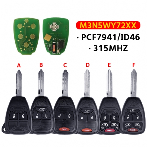 2/3/4/5/6Buttons Car Remote key For Dodge Grand Caravan Chrysle.r 300 Town & Country 6  Smart Car Key FCC：M3N5WY72XX