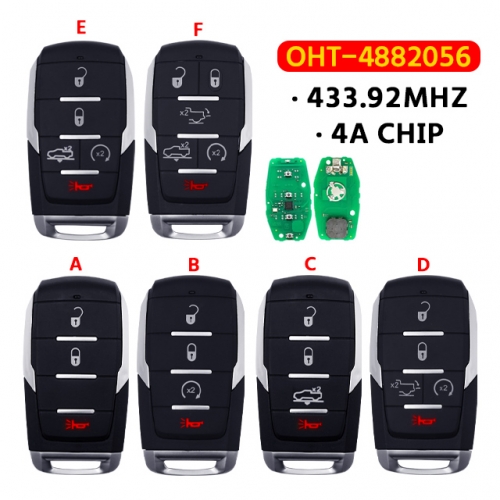Smart Prox Remote Key 3/4/5/6 Buttons for Dodge Ram 1500 Pickup 2019 2020 433.92Mhz PCF7939M AES 4A Chip FCC ID: OHT-4882056