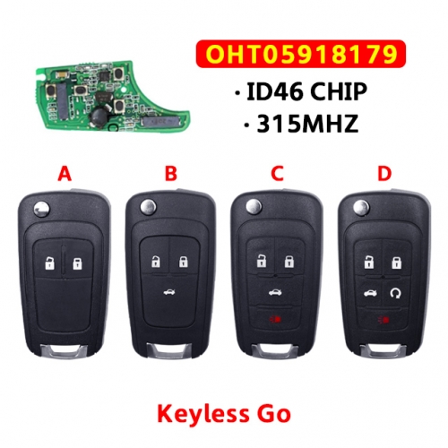 2/3/4/5 Buttons Remote Car key Fob For Chevrolet OHT05918179 315Mhz Keyless go For Chevrolet Aveo Cruze Orlando With ID46 Chip