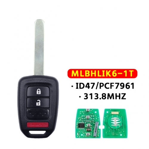 2+1 Buttons Remote Car key For Honda 313.8Mhz PCF7961 Chip For Honda CR-V 2013 2014 2015 MLBHLIK6-1T Car keys