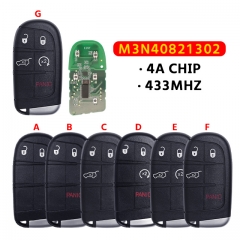 2/3/4/5 Buttons Smart Remote Key Fob 433MHZ 4A Chip M3N40821302 68250335AB For Jeep Compass With SIP22 Blade