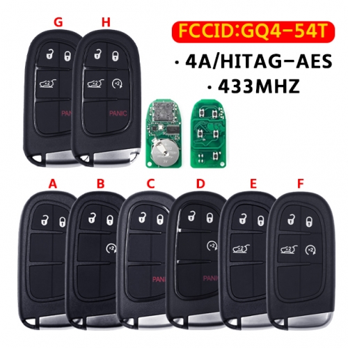 2/3/4/5 Buttons Remote Smart Car Key  433Mhz 4A Chip GQ4-54T for Jeep Cherokee Durango T-Chrysler