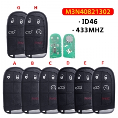 2/3/4/5Buttons 433Mhz ID46 Chip Remote Car Key Fob For DODGE/ C-hrysler/ JEEP Grand Cherokee M3N-40821302