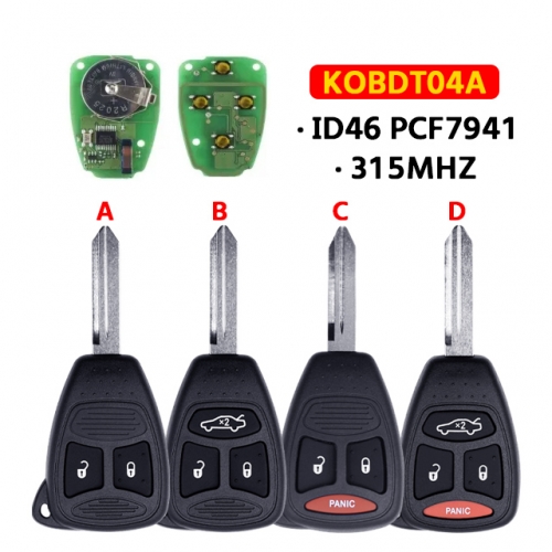 KOBDT04A  2/3/4 Buttons Car Remote key For Jeep Grand Cherokee Chrysle.r 300 315Mhz For Dodge Dakota Durango Charger