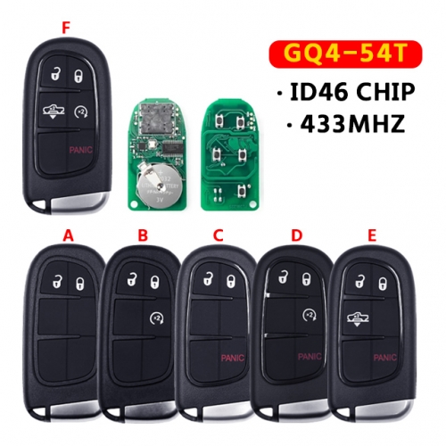 3/4/5 Buttons Smart Car Key  GQ4-54T For Dodge Ram 1500 2500 3500 2013-2017 Remote Control Key ID46 Chip 433Mhz