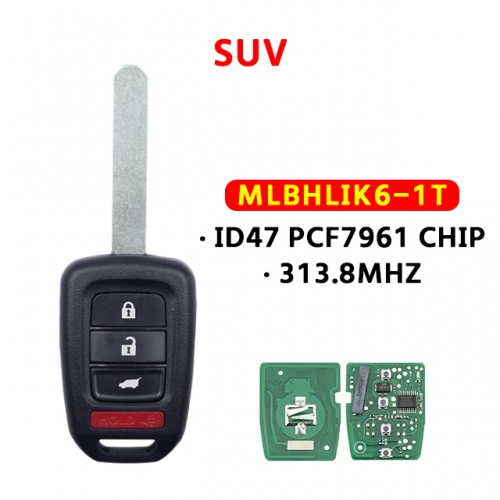 SUV 3+1 Buttons Car Remote Key for Honda MLBHLIK6-1T for Honda CR-V HR-V 2015-2017 313.8mhz