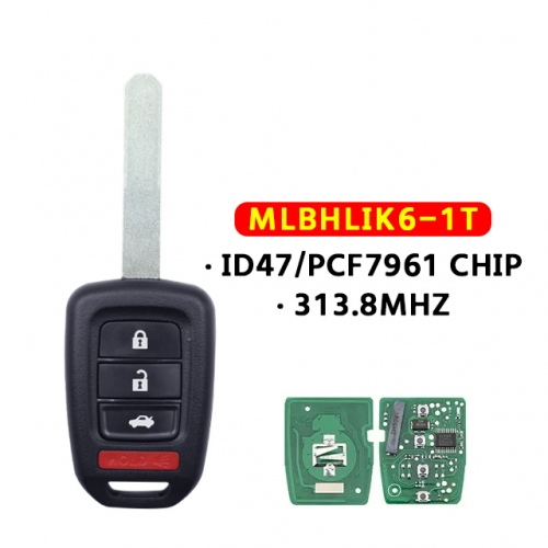 3+1Buttons Remote key For Honda MLBHLIK6-1T 313.8Mhz PCF7961 Chip For Honda Accord Sport Accord LX Civic 2013 2014 2015