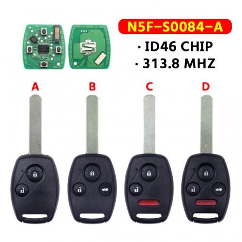 N5F-S0084-A ID46 Chip Car Remote Control Key Circuit Board For Honda 313.8Mhz 2/ 3/ 2+1/ 3+1Button