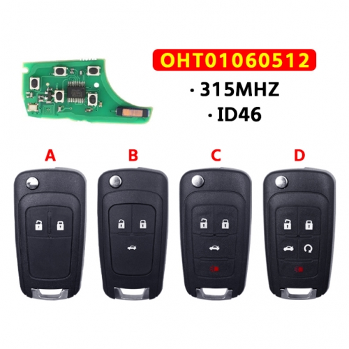 2/3/4/5 Buttons Remote Car key Fob For Chevrolet OHT01060512 315Mhz For Chevrolet Aveo Cruze Orlando With ID46 Chip