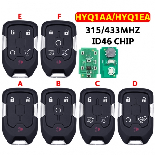 3/4/5/6Buttons Remote Control Key 315/433Mhz ID46chip For Chevrolet GMC FCC：HYQ1AA/HYQ1EA