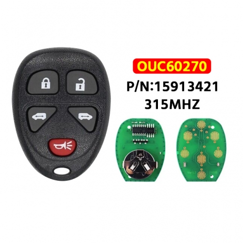 OUC60270 5+1 Buttons New Remote Start Keyless Entry Key Fob Clicker Control For Chevrolet Impala 2006-2013 15913421