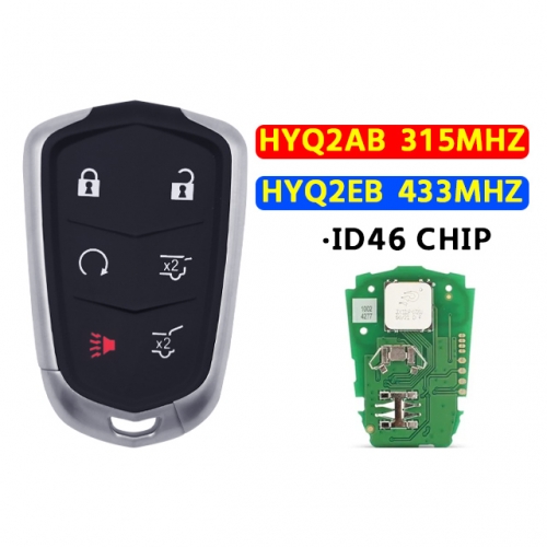 HYQ2AB Car Remote Key for Cadilac Escalade ESV 2015-2019 Smart Car Key HYQ2EB 433/315Mhz 6 Buttons