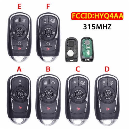 Buick 4/5/6 Button Smart Promixity Remote Key 315MHz ID46chip For Buick Encore Envision 2017 2018 2019 2020 -HYQ4AA ,13508417,13506665 B