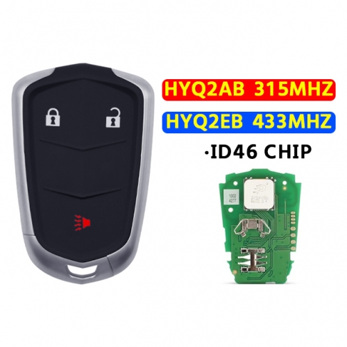 3 Buttons Remote Smart Car Key For T-Cadillac Escalade ESV ATS CTS SRX XTS 315/433MHZ HYQ2AB HYQ2EB ID46