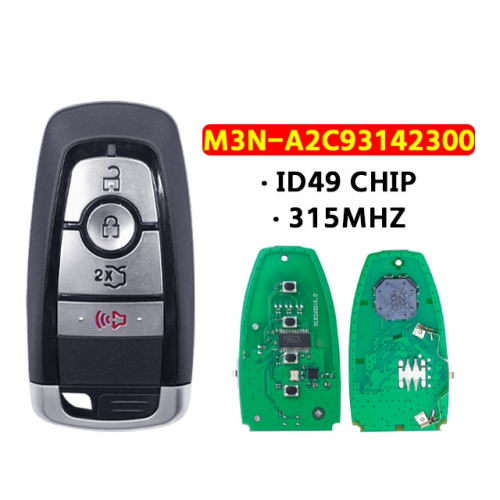 M3N-A2C93142300 Car Remote Key for Ford Fusion Edge Explorer Mustang 315Mhz Smart Car Key Fob ID49 Chip 4 Buttons