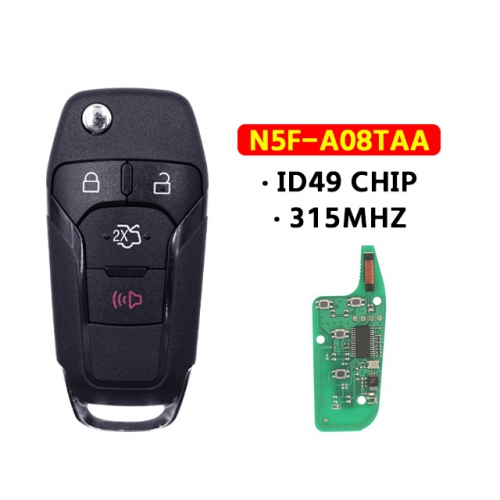 Flip Remote Key Fob 3+1Buttons 315Mhz N5F-A08TAA ID49 For Ford S-MAX GALAXY MONDEO Mk2 Mk7 Explorer Ranger SK165036