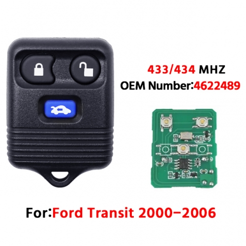 3 Button Car Remote Key For Ford Transit MK6 Connect 2000-2006 Smart Car Keyless Entry Fob 433MHz