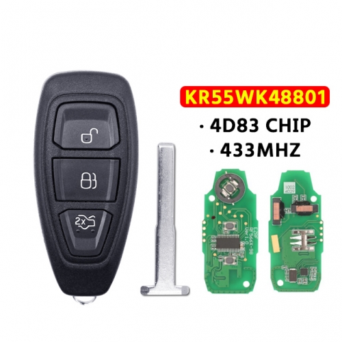 3Buttons 434/433Mhz Smart Remote Key Keyless Fob For KR55WK48801 4D83 Chip For Ford FOCUS FIESTA KUGA C-Max Mondeo Kuga