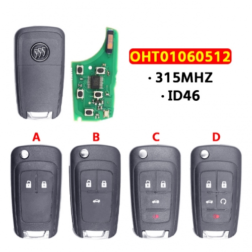 2/3/4/5 Buttons Remote Car key Fob For Chevrolet OHT01060512 315Mhz For Buick Aveo Cruze Orlando With ID46 Chip