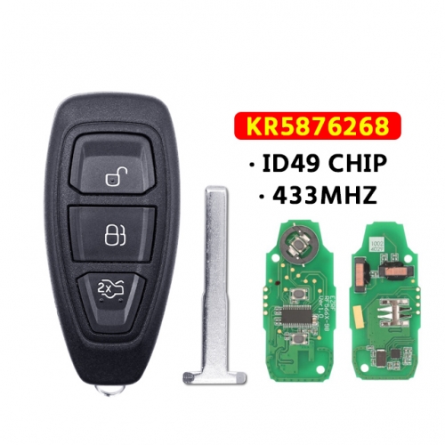 3Buttons Remote Car Key for Ford Focus C-Max Focus Grand C-Max Mondeo 2014-2018 Key for Car 433mhz ID49 Chip KR5876268 FSK