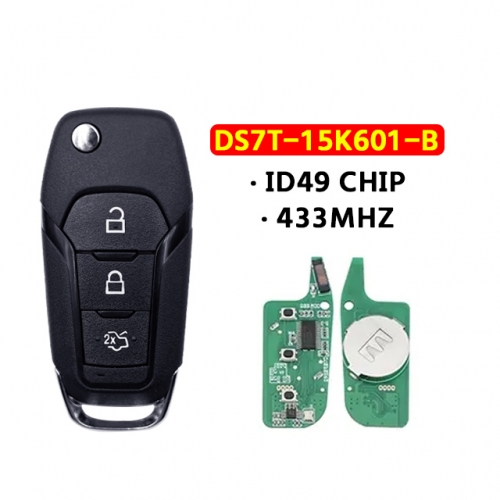 DS7T-15K601-B Car Remote Key For Ford KA+ Mondeo Galaxy S-Max Smart Car Key 3 Buttons 433Mhz ID49 Chip