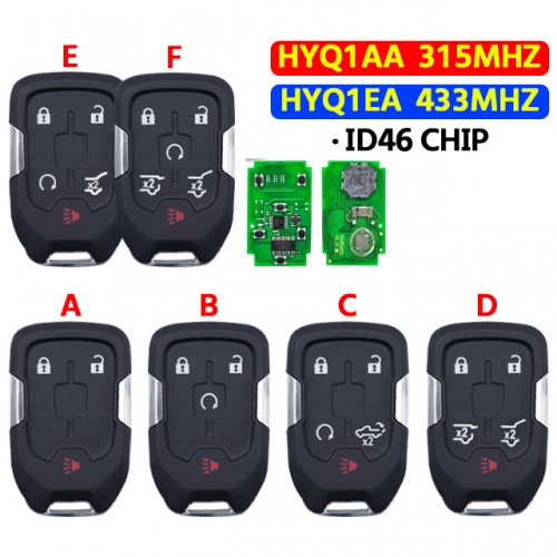 3/4/5 Button 315/433 Mhz HYQ1AA/HYQ1EA Remote Key For  GMC Terrain 2018 2019 2020